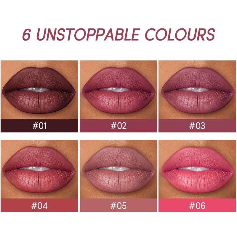 USHAS 2 in 1 Waterproof Lipstick Combo Set - Long Lasting Matte Lipstick Pen with Lip Liner - Makeup Kit (G5, Pack of 1)