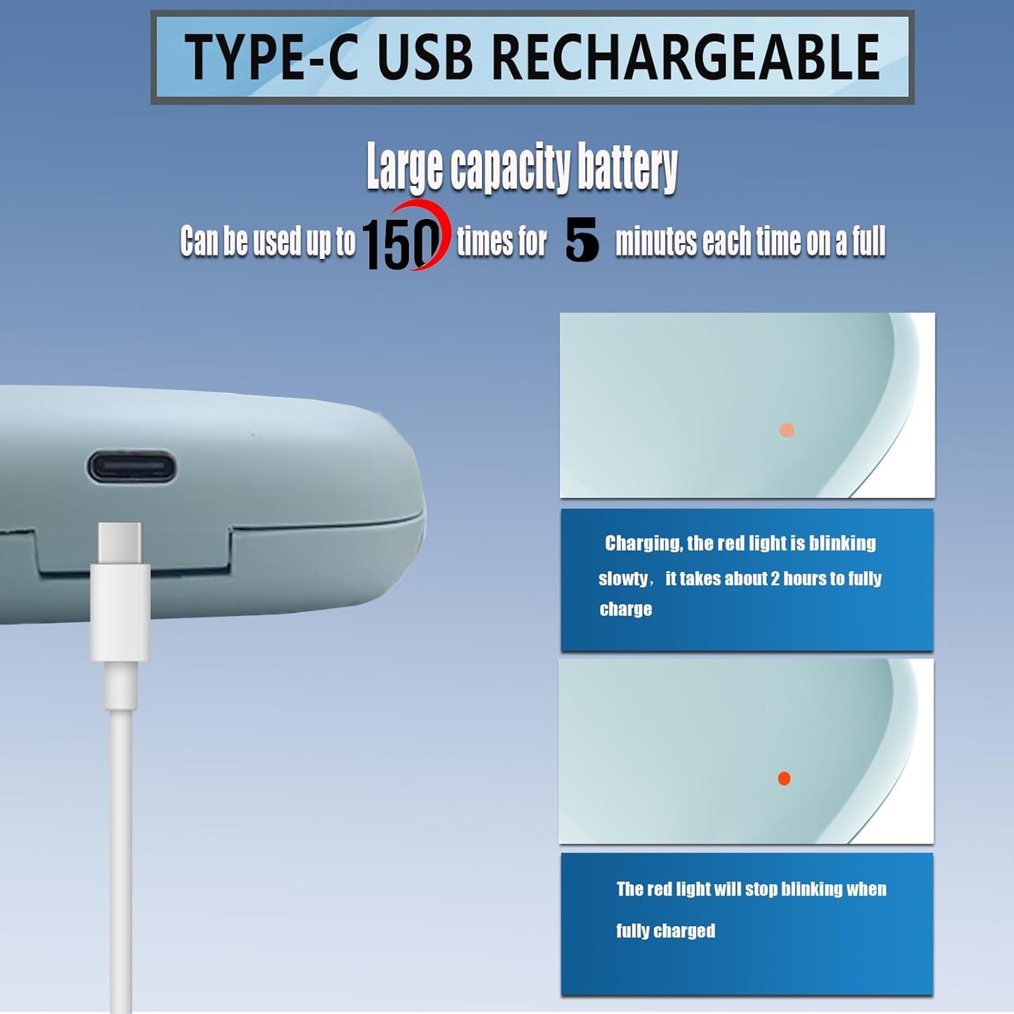 UV-C Toothbrush Sanitizer Cover Case and Holder Electric Travel Toothbrush Cover with Holder for Any Toothbrush Head Rechargeable Toothbrush Travel Case Blue