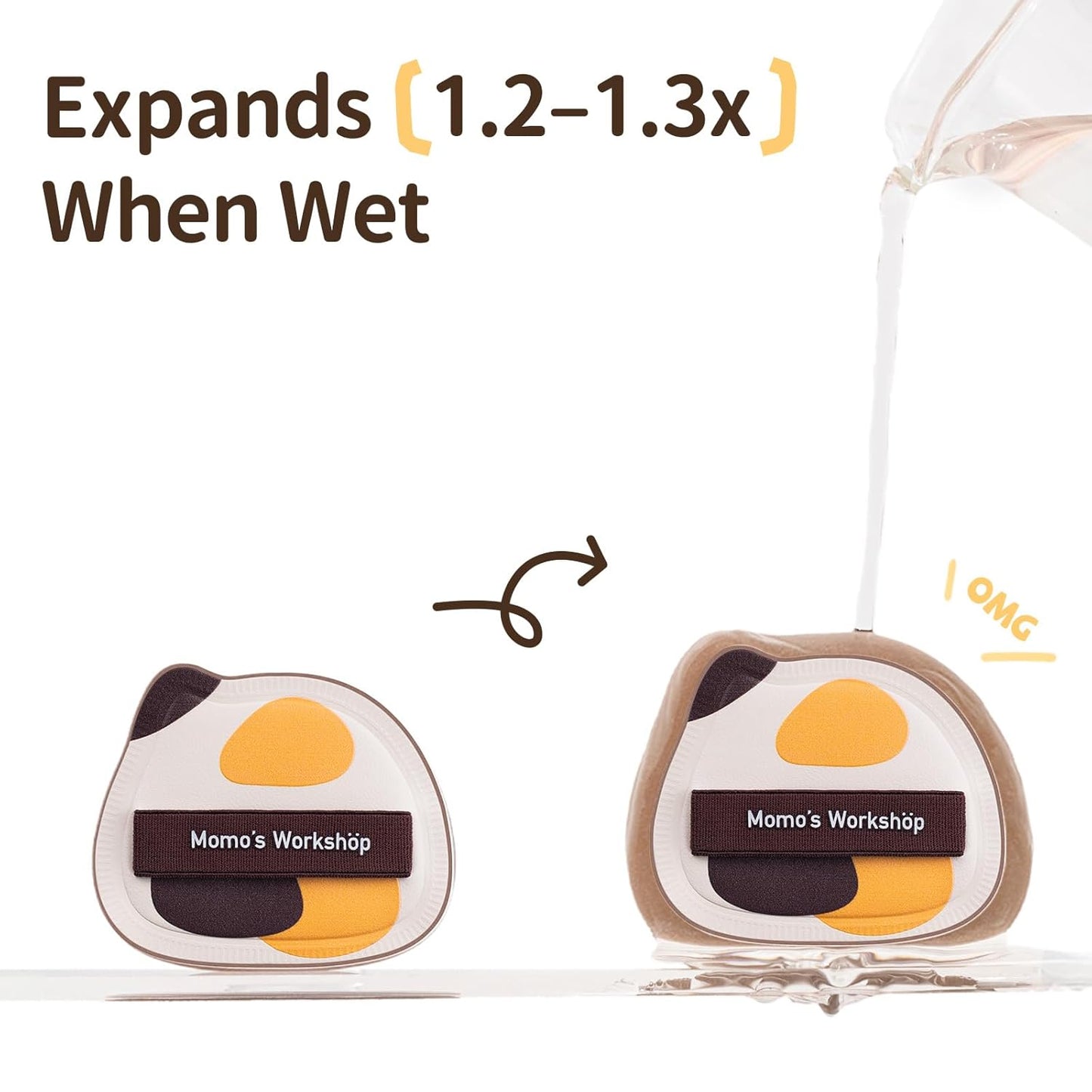 Tricolor Cat Puffs, Makeup Sponges Set, Dry&Wet Dual-Use Foundation Sponge, Expands 1.3x When Wet for Cream Foundation/Liquid Blush/Highlighter,2pcs Puffs & Storage Case