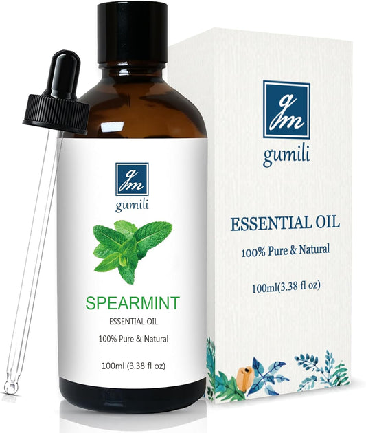 Spearmint Essential Oil, 100% Pure Undiluted Spearmint Oil for Skin, Hair, Aromatherapy - 100ml/3.38 oz