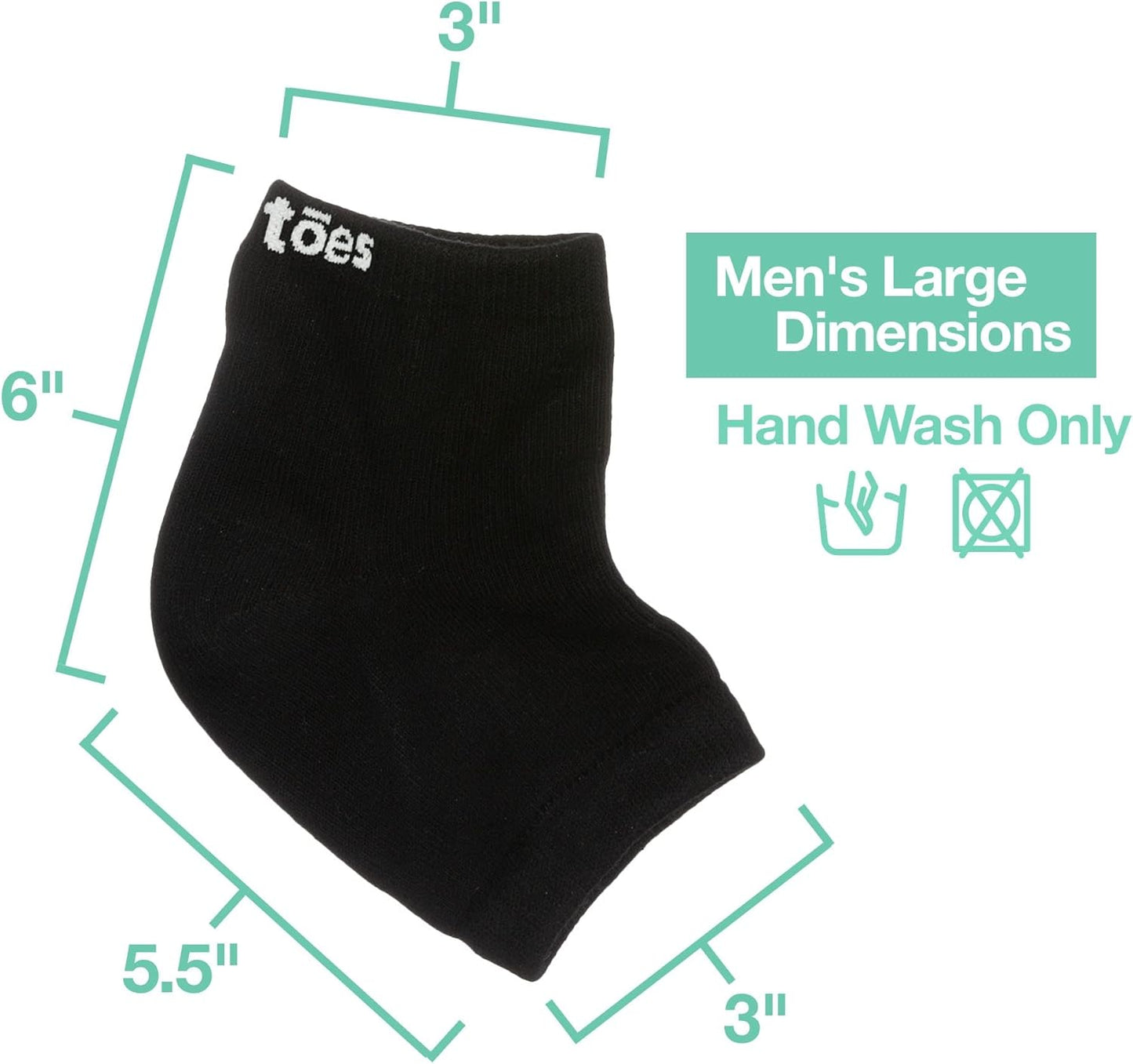 ZenToes Moisturizing Socks for Cracked Heel Treatment - Vitamin E, Olive Oil and Jojoba Oil Infused Heel Socks to Soften and Hydrate (Cotton Black, Wide Width)