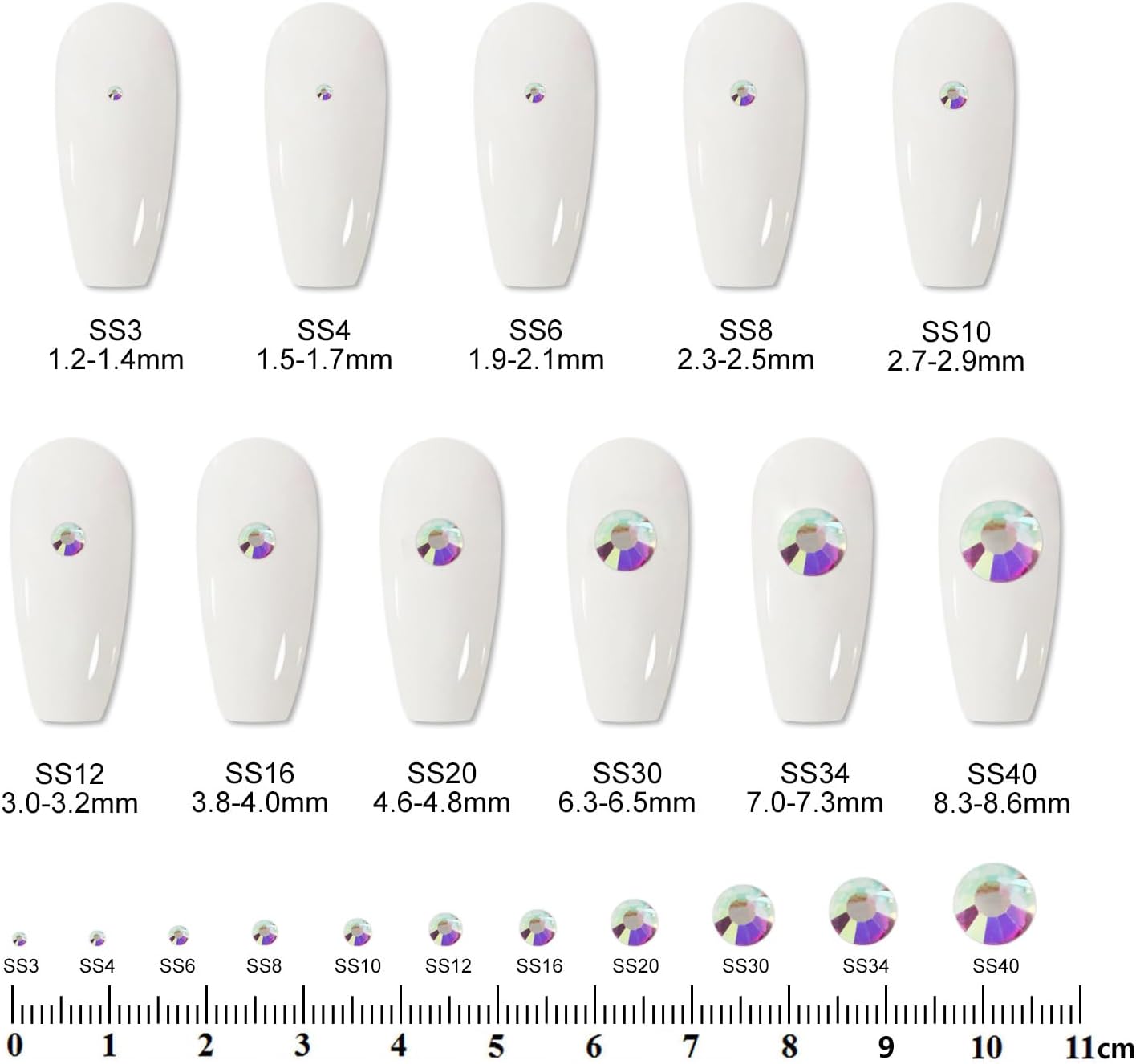 3000PCS SS8 Flatback Rhinestones | 12-Facet Diamond-Cut Glass Gems for Nail Art, Clothing, DIY Crafts |Glue-On Decoration Stones with Silver Backing(Crystal AB)