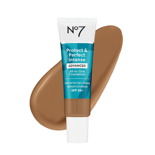No7 Protect & Perfect Advanced All In One Foundation - Amber - Age Defying Foundation Makeup with SPF 50 - Makeup Base Cream Helps to Reduces Redness & Blurs Visible Pores (30ml)
