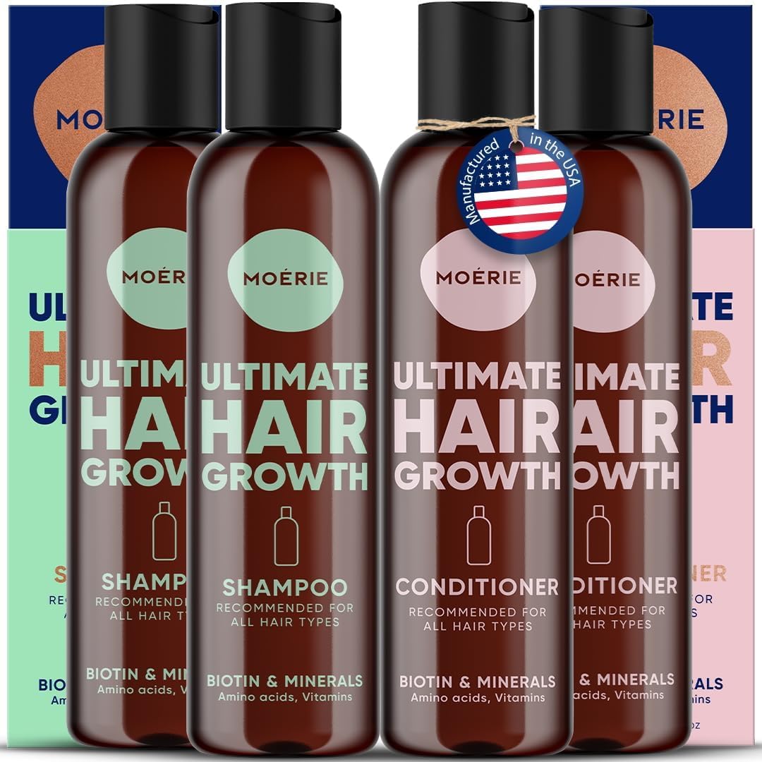 Moerie Volumizing Shampoo and Conditioner for Hair Loss - Thickening Products with Ingredients of Natural Origin - Over 100 Active Ingredients for Thick, Long, Luscious Hair, Double Set