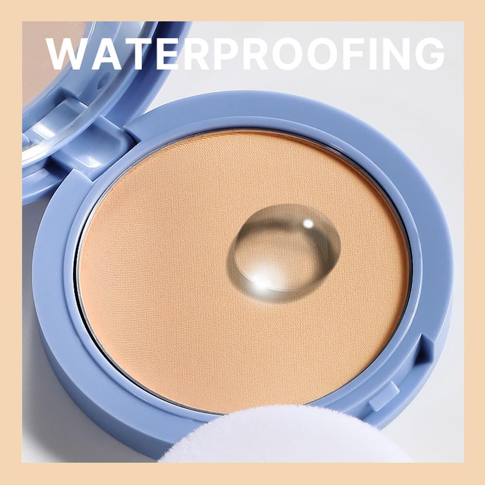 evpct Oil Control Pressed Face Powder Compact for Women, Translucent Setting Powder Makeup Foundation for Women, Waterproof Long Lasting Lightweight, polvo compacto de maquillaje, 03 Pure Beige