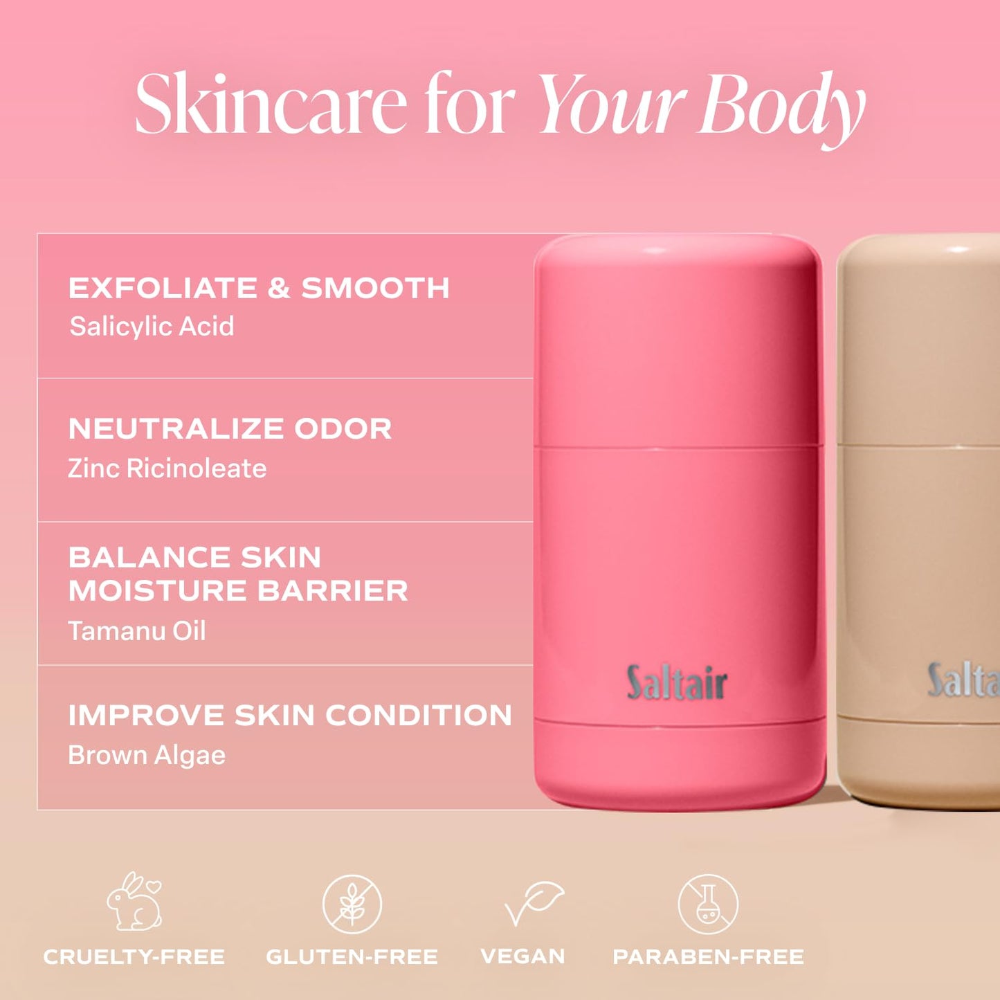 Saltair Skincare Deodorant - Aluminum-Free Deodorant for Men and Women with Long Lasting Odor Protection Zinc and BHA. Refillable Stick, Suitable for Sensitive Skin, 2 Pack Signature Scents