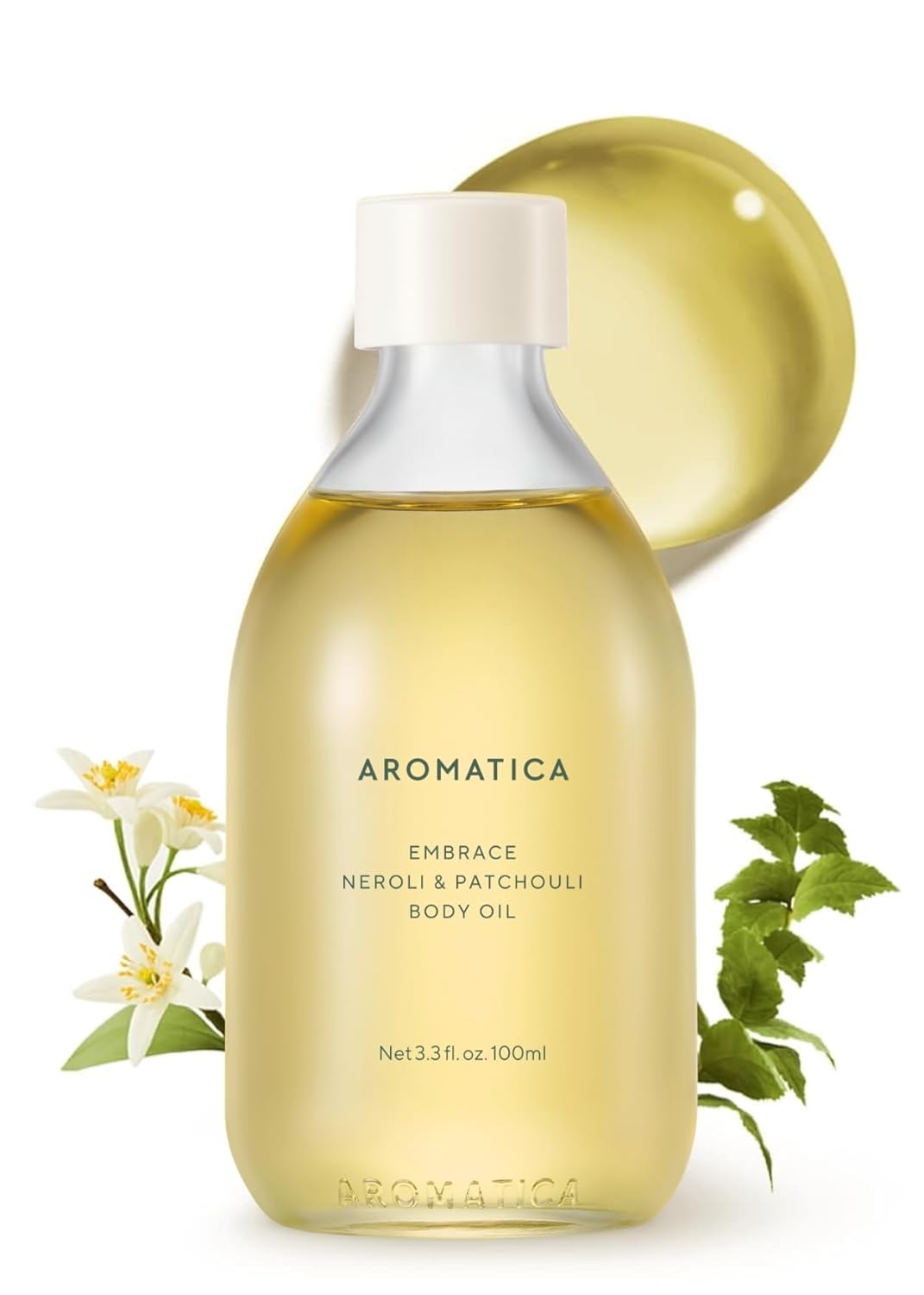 AROMATICA Embrace Body Oil Patchouli & Neroli Essential Oil, Aromatherapy Oils, Scented Body Oil, After Shower Body Oil for Women, Non-Greasy Body Serum, Body Moisturizer for Dry Skin 3.38 fl. oz