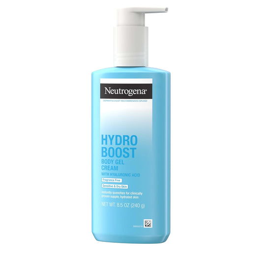 Neutrogena Hydro Boost Body Gel Cream Moisturizer with Hyaluronic Acid, Hydrating Lotion For Sensitive Skin, Fragrance Free, 8.5 oz