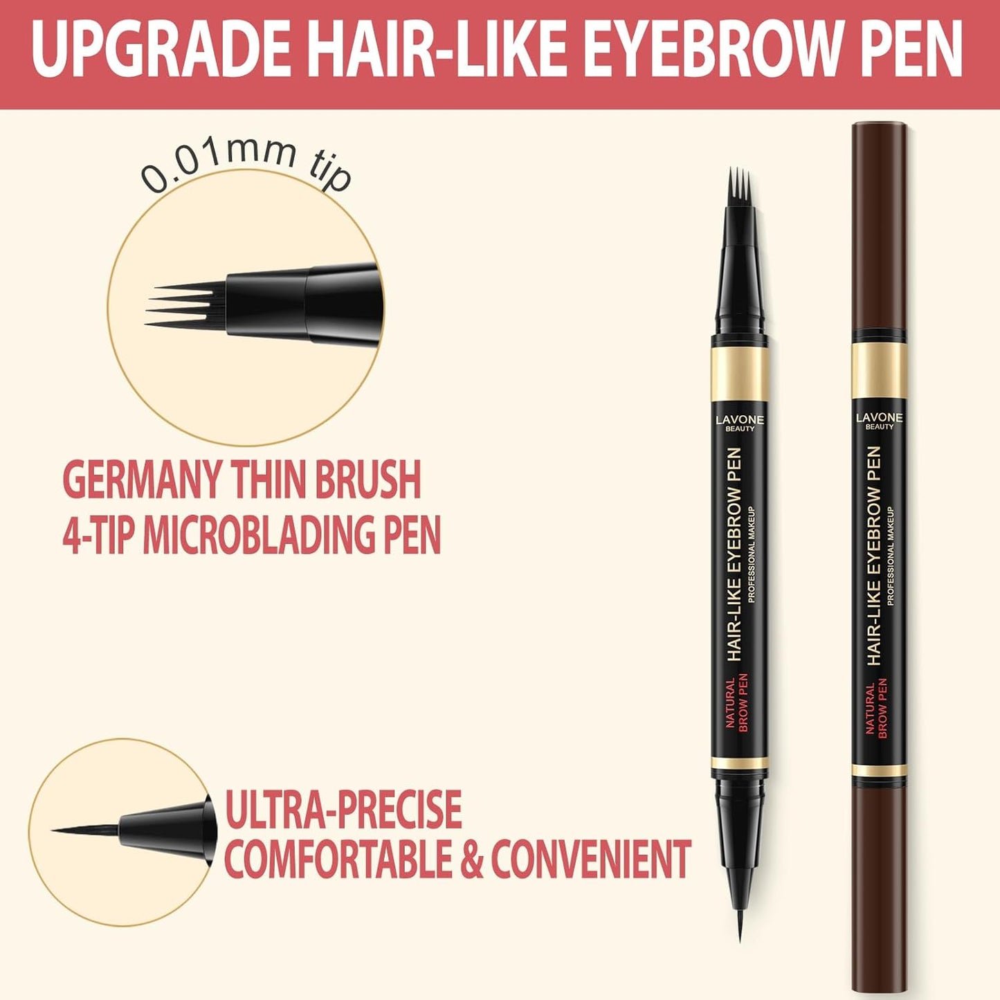Eyebrow Pen Kit, with Microblading Eyebrow Pen, Eyebrow Gel, Eyeliner, Eyebrow Brush, Eyebrow Pencils for Women, Waterproof, Smudge Proof, Long Lasting Makeup Formula - Ash Brown