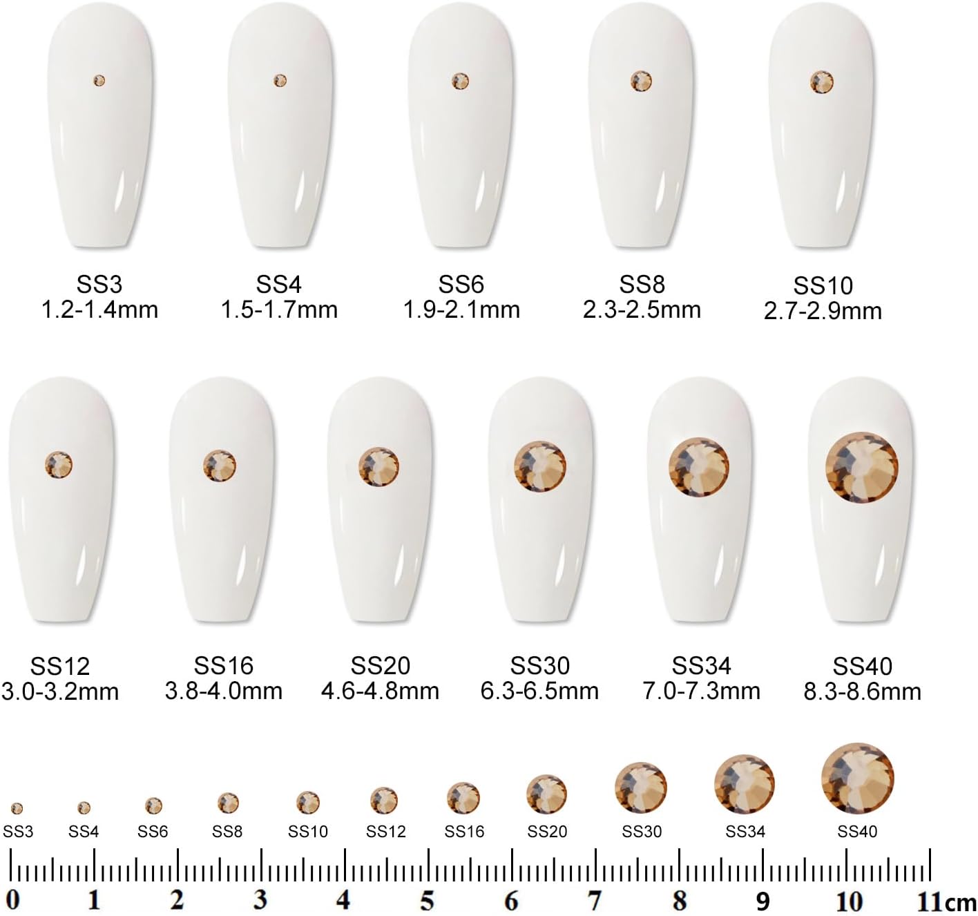 3000 PCS SS8 Flatback Rhinestones,12-Facet Diamond-Cut Glass Gems for Nail Art,Clothing,DIY Crafts,Glue-On Decoration Stones with Silver Backing,Golden Shadow