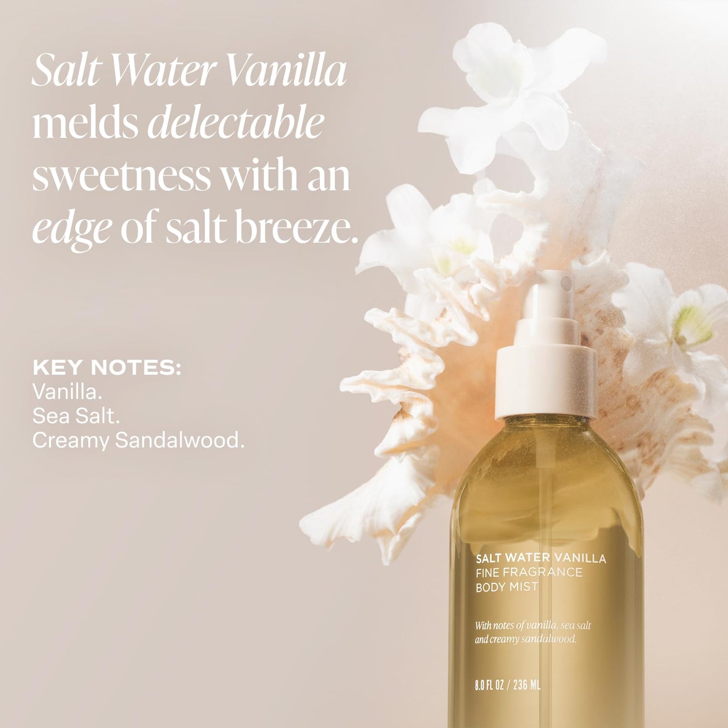 Saltair Body Mist 2 Pack - Fine Fragrance, Lightweight Body Spray Mist with Salt Water Vanilla Scent. Long Lasting Perfume Mist. 2x 8oz Bottles