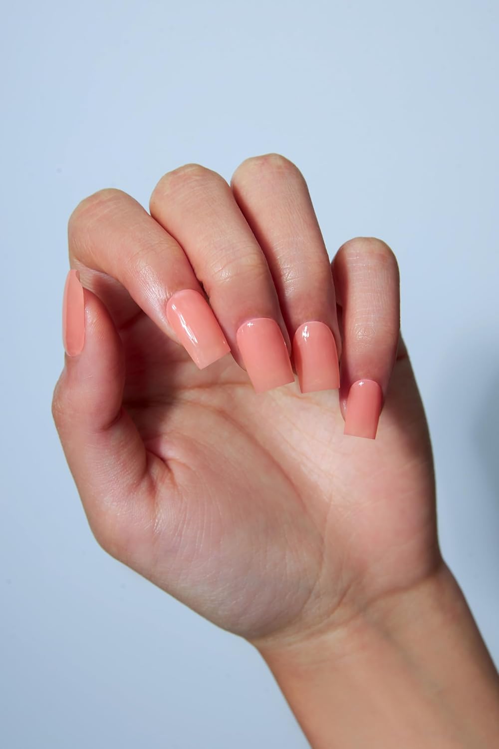 Semi Cured Gel Nail Strips, 20 PCS Gel Nail Stickers Work with UV Light, Salon Quality & Easy to Use - Light Nude