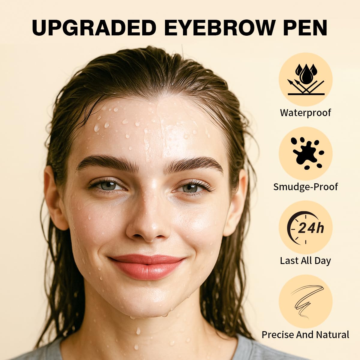 Eyebrow Pencils for Women - Microblading Eyebrow Pencil 2-In-1 Dual-Ended Eyebrow Pen with Precise 2-Fork-Tip & Brush-Tip Waterproof Eyebrow Pencil for Hair-Like Brows, Last All-Day, Black Brown