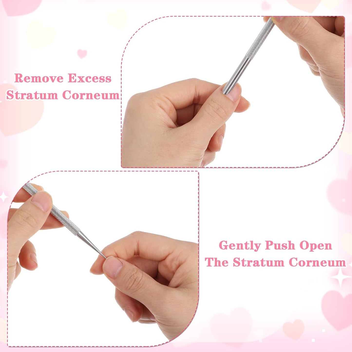 4 pcs Stainless Steel Cuticle Pusher,Cuticle Remover Tool,Nail Cleaning Cuticles Stick,Metal Nail Cuticles Pusher Nails Polish Remover Tool for Professional Manicure Pedicure