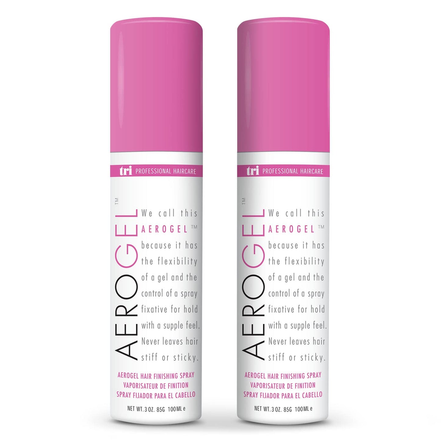 TRIDESIGN Aerogel Hairspray - Strong Hold Hair Finishing Spray for Volumizing & Control, Flexible Styling for All Hair Types, Non-Sticky and Scented - For Women and Men - Travel Size Pack of 2 (3 Oz)