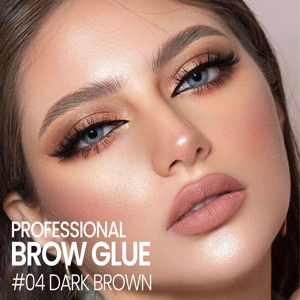 Kaely PROFESSIONAL MAKEUP Brow Glue, Tinted Eyebrow Gel, Eyebrow Mascara Waterproof, gel para cejas a prueba de agua, Eye Brow Fast Sculpt, Vegan & Cruelty-Free, 1Pcs-04 Dark Brown