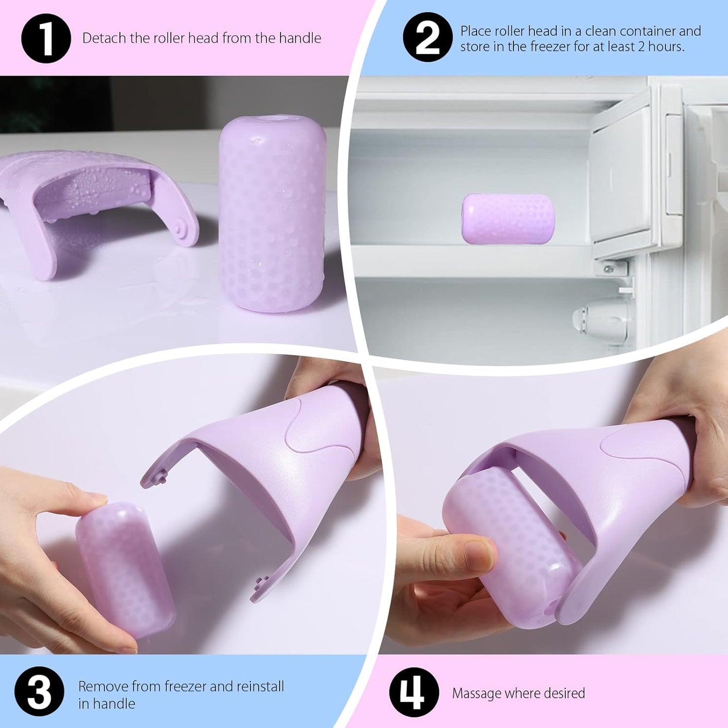 Teenitor Purple Ice Roller for Face, Anxiety Relief Items, Ice Face Roller Skin Care, Cold Roller for Puffiness, Roller Freezer Facial Massager Skin Care Tools