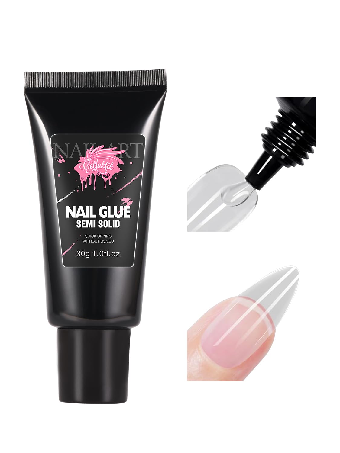 30ML Strong Nail Glue for Press On Nail Tips, Glue Gel for False Nails Fake Acrylic Nail, Upgraded Quick Drying, No Lamp Needed, Long Lasting