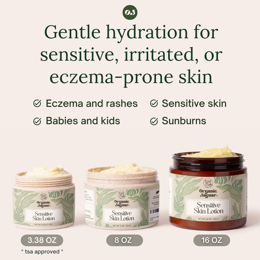 Natural Body Lotion for Sensitive Skin, Scent Free, Sulfate & Paraben Free Body Care, Moisturizer With Essential Oils, Vitamin E Oil, Beeswax, Extra Virgin Olive Oil, Raw Honey, 8 oz