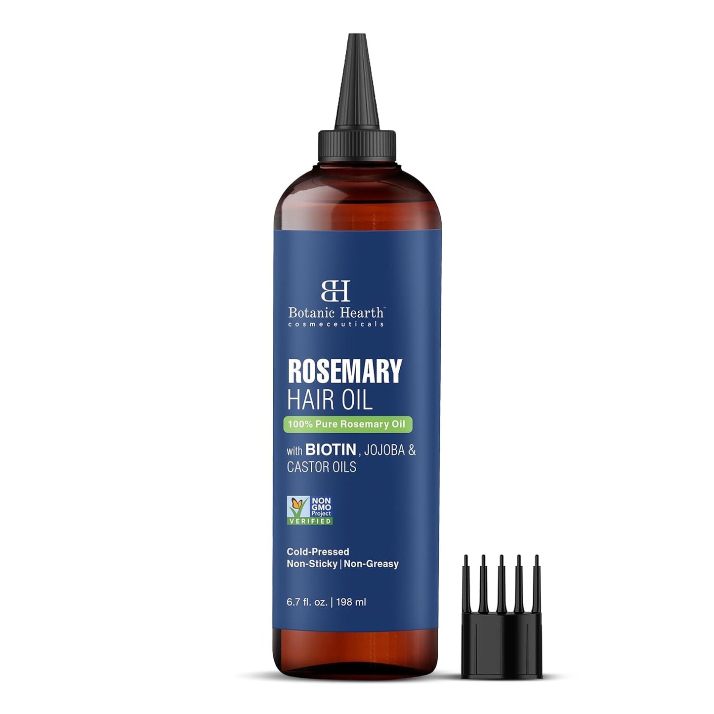 Botanic Hearth 100% Pure Rosemary Oil For Hair Growth (6.7 fl oz)| Infused with Biotin, Jojoba & Castor Oil | Hair Oil Repairs Dry Damaged Hair, Strengthening, Healthier Hair- Hair Tonic