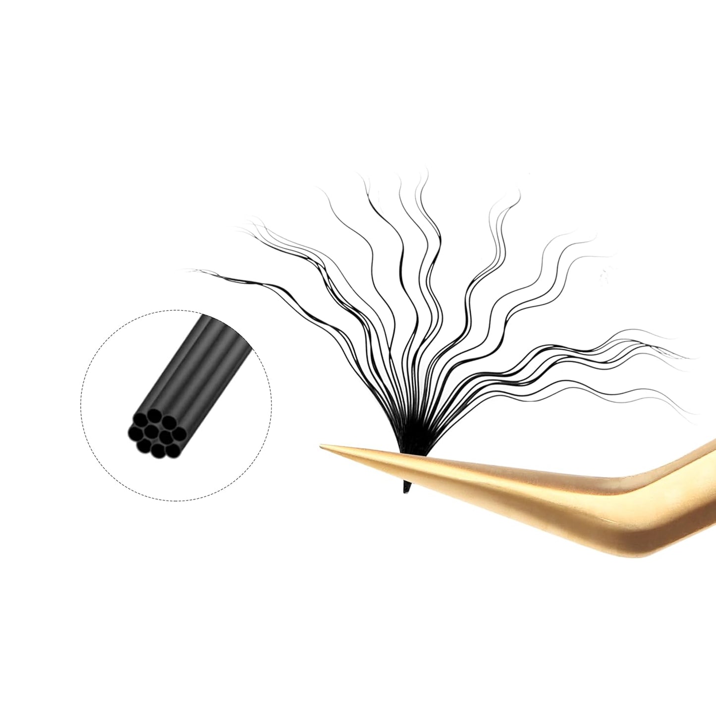 Lash Extensions Wool Curly Eyelash Extensions 0.07mm Thickness C Curl Mix 8-15mm Easy Fan Lashes Premade Fans Volume Lashes Matte Black Crisscross(Wool Curly,0.07-C,8-15mm)