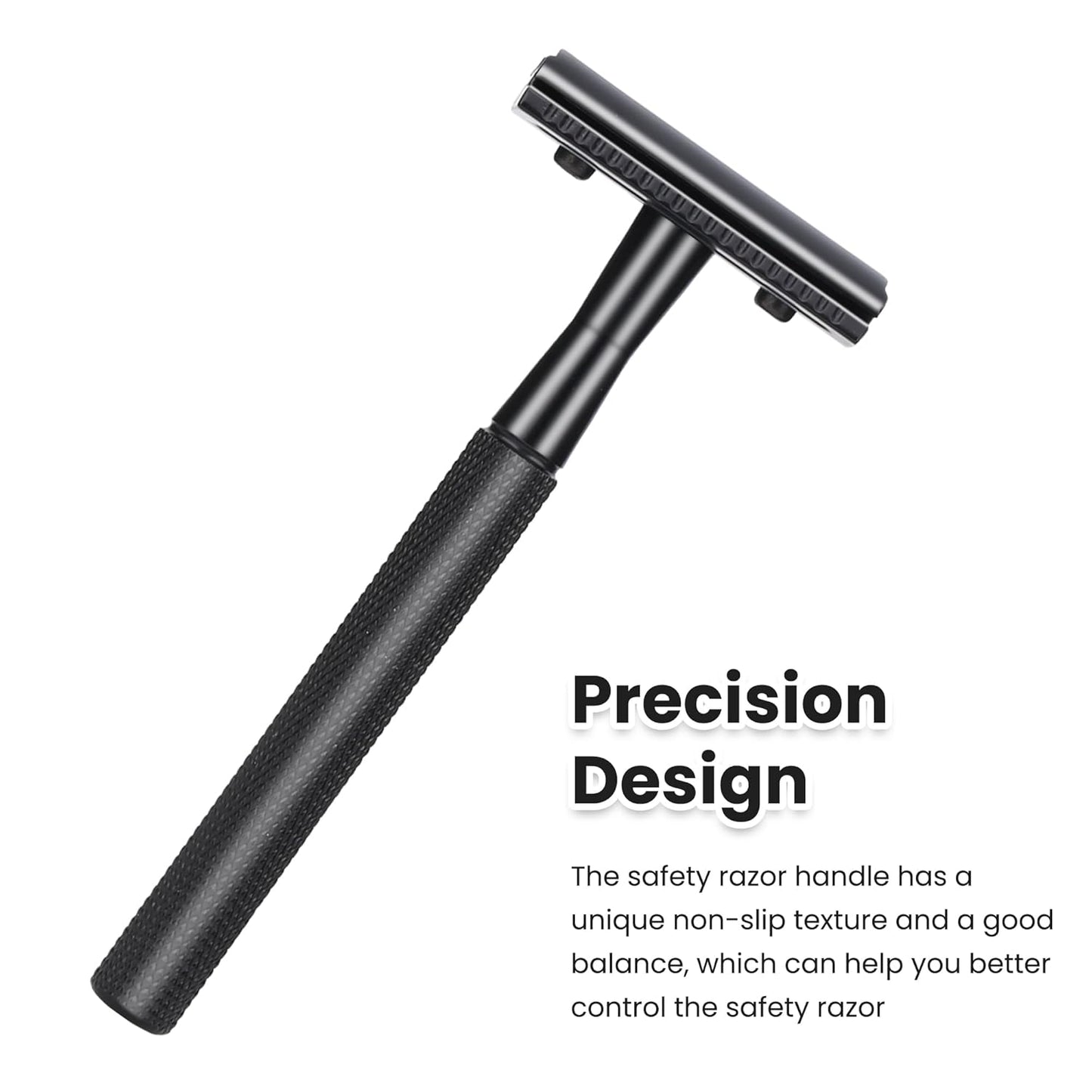 Double Edge Safety Razor With 10 Premium Stainless Steel Blade Reusable Safety Razors For Men Shaving Razor, Smooth Wet Shave Experience, Gun Black