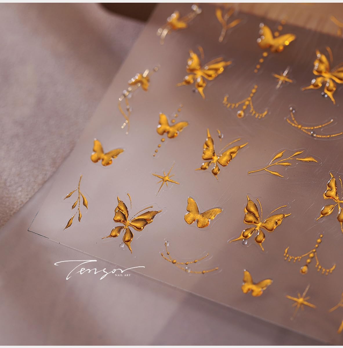 5D Embossed Nail Stickers for Nails Art Butterfly Nail Art Stickers Gold Nails Decals Self Adhesive with Leaf Design Nails Art Decals for Women Manicure Supplies Decorations Accessories