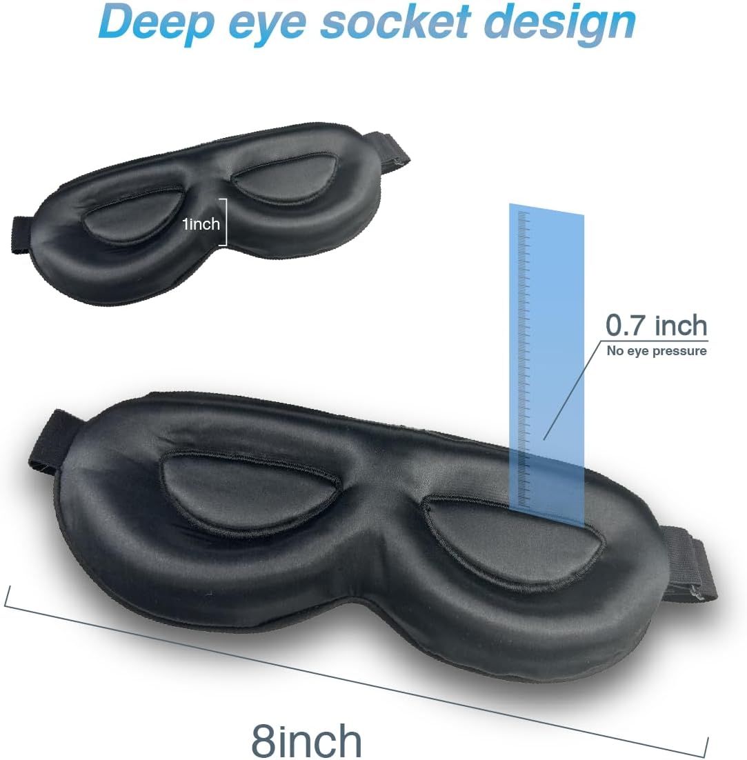 PROMEED Adjustable 100% Mulberry Silk Sleep Mask 23 Momme, 3D Contoured No-Pressure Cup Eye Mask for Sleeping, Super Soft Breathable Blindfold, Perfect Blocks Light for Sleeping (Grey)