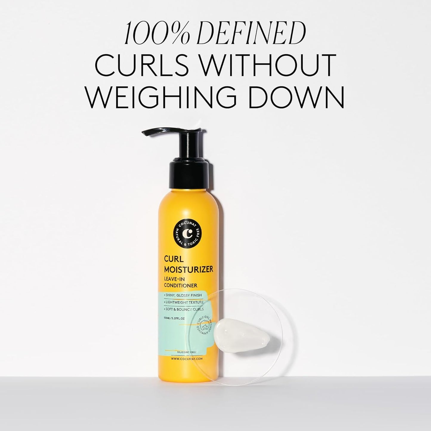 COCUNAT - Curl Moisturizer Leave-in - Curly Hair Gel - Detangles, Defines and Moisturises Curls - Flexible, Shiny and Smooth Curl - Curly Method - Styling Cream - Frizz Control - 150 ml