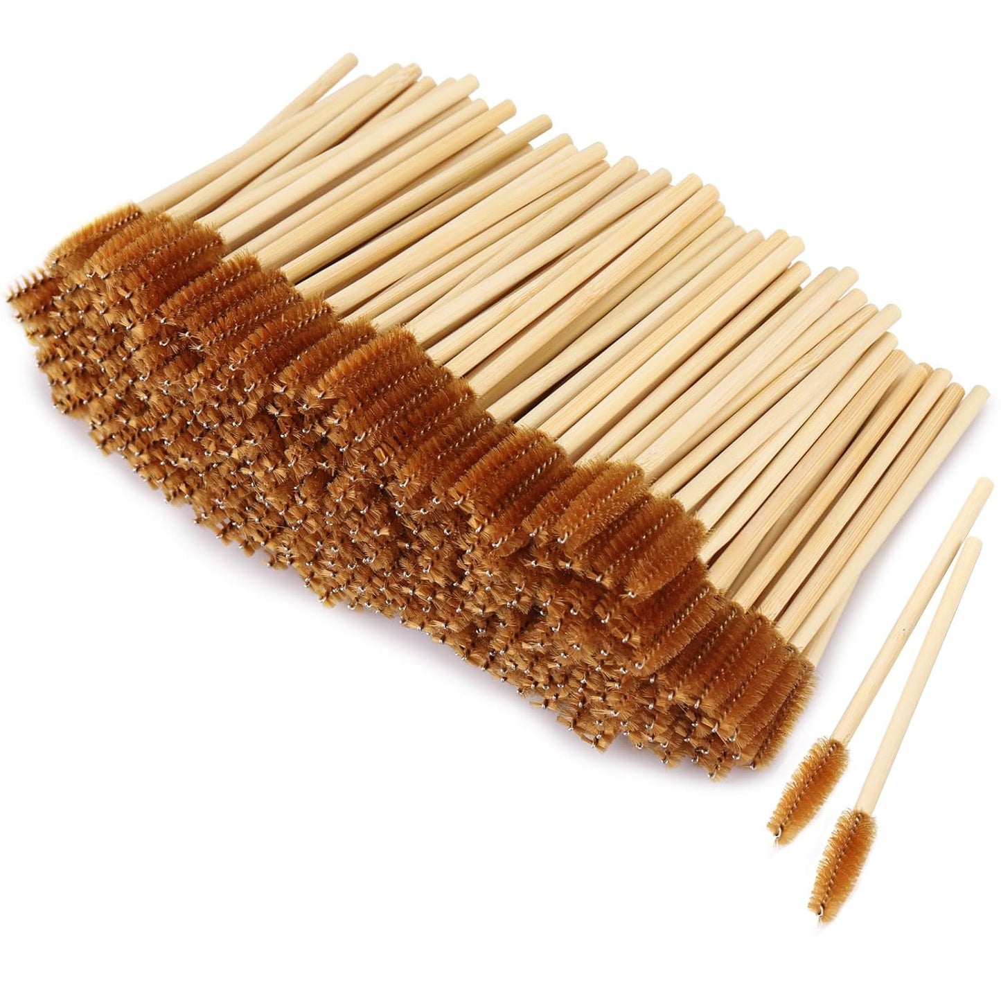 Tbestmax 300 Disposable Mascara Wands Eyelash Brush Spoolies for Eye Lash Extension Eyebrow Bamboo Stick Brown