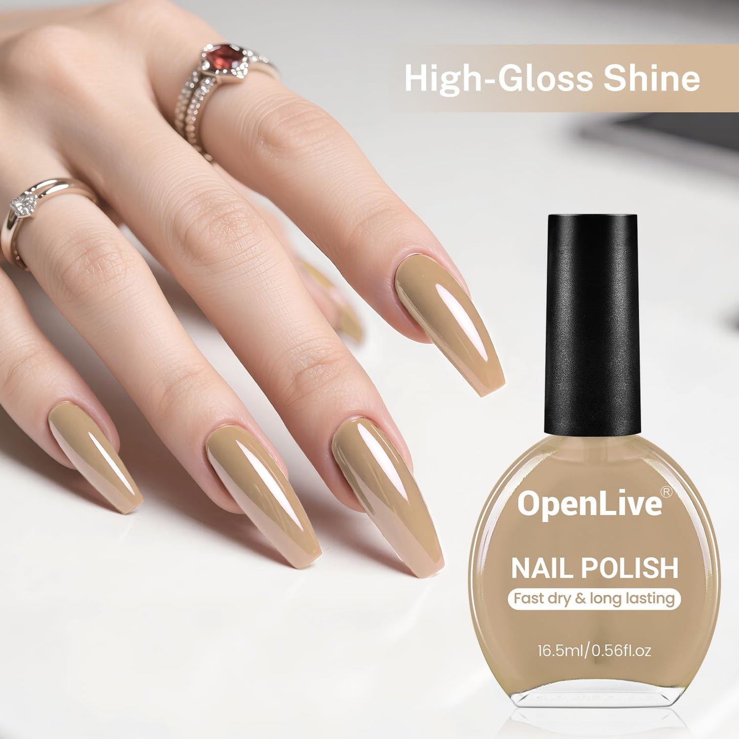 16.5ml Nude Brown Nail Polish Large Volume Quick Drying Nail Polish, Fast Drying and Long Lasting Color Nail Art DIY Home Manicure Gift for Women