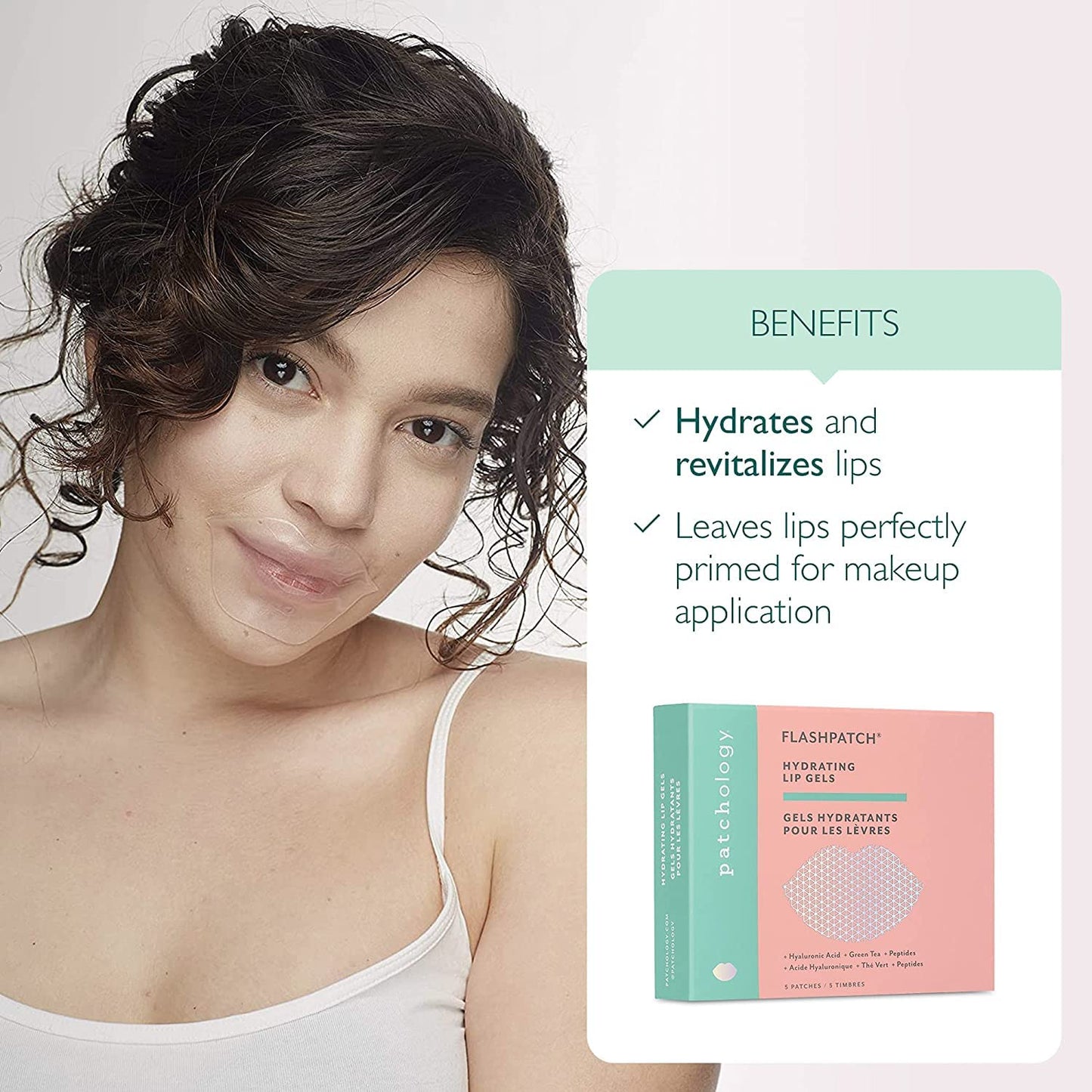 Patchology FlashPatch Hydrating Lip Mask Gels with Hyaluronic Acid, Green Tea & Peptides – Ultra Moisturizing Lip Treatment & Lip Patches for Dry Lips – Hydration & Repair – Day & Night Use (5 Count)