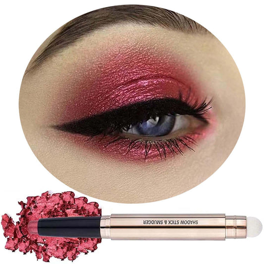Rose Red Eyeshadow Stick, Cream Smooth Glitter Eyeshadow Pencil Crayon, Hypoallergenic Waterproof Long Lasting Shimmer Eye Shadow Pen Multi-Dimensional Highlighter Stick Eye Liner(Rose Red #06)
