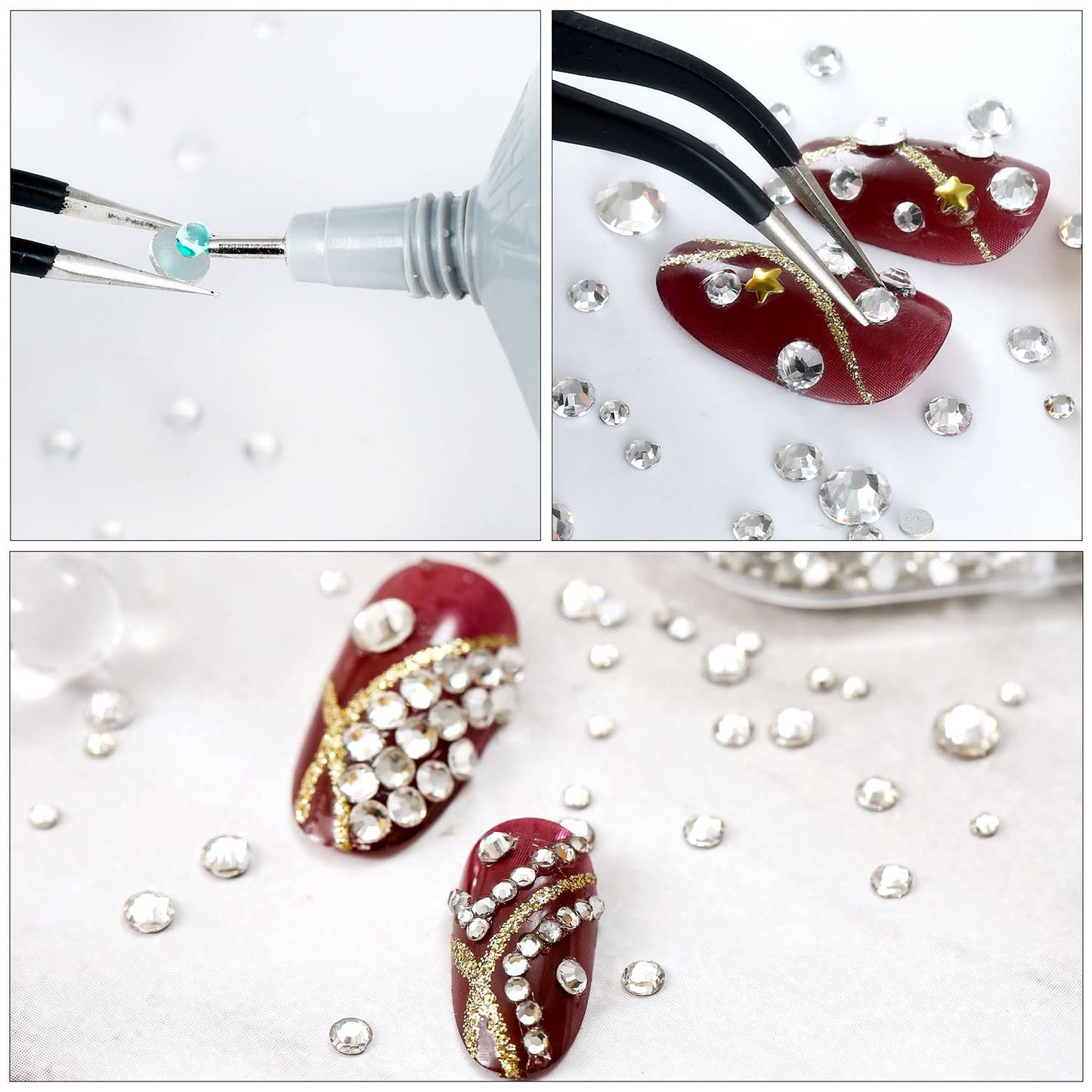 4240Pcs Flatback Royal Blue Rhinestones Glass Crystal Gems for Nail Art Face Jewels Glitter Round with Tweezers and Picking Pen (SS6~SS20 Set)