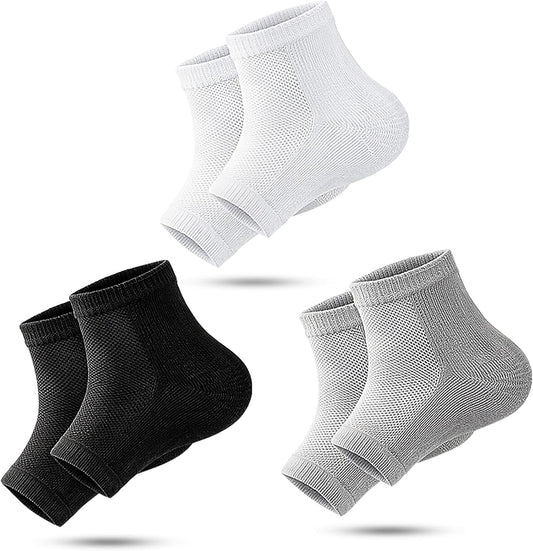 Moisturizing Socks,toeless Socks for Women for Dry Cracked Heel Treatment,Cracked Heel,msilicone Socks for Women (One Size-3 Pairs)