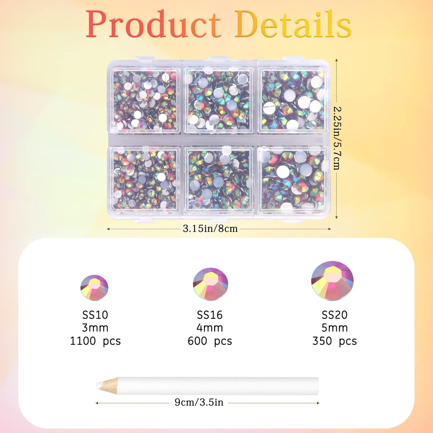 Multi Size 3mm 4mm 5mm Rhinestones Set for Nails Crafts Pink Non Hotfix Rhinestones Nail Gems Rhinestone AB Color&Round Flat Back Resin Rhinestone for Makeup Clothes Shoes Eyes Bottles Crafts