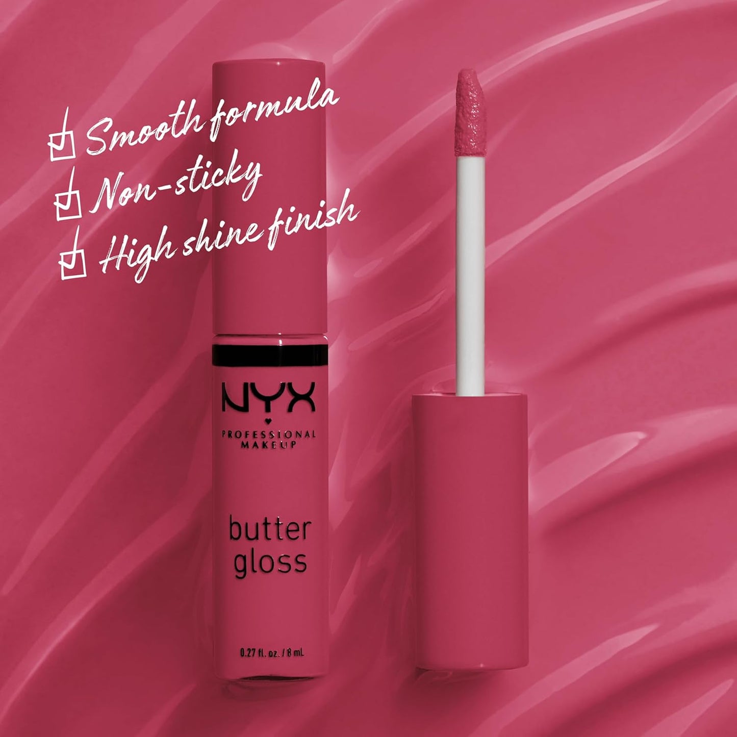 NYX PROFESSIONAL MAKEUP Butter Gloss, Non-Sticky Lip Gloss - Strawberry Cheesecake (Warm Pink)
