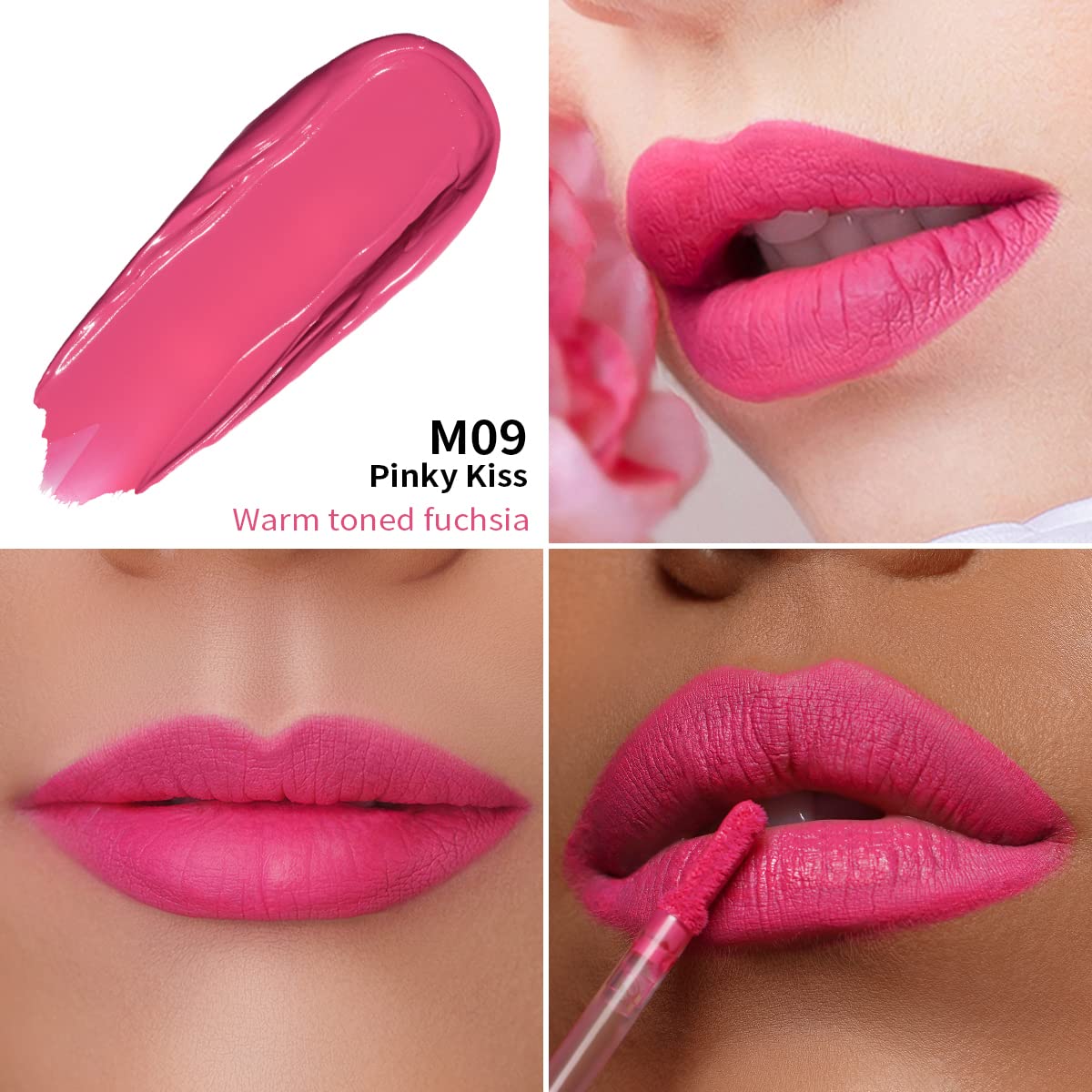 Oulac Matte Liquid Pink Lipstick for Women, Long Lasting Lipstick Waterproof Lip Stain, No Transfer, Creamy High Pigmented Formula with Rose Oil, Vegan & Cruelty-Free, Pink M09
