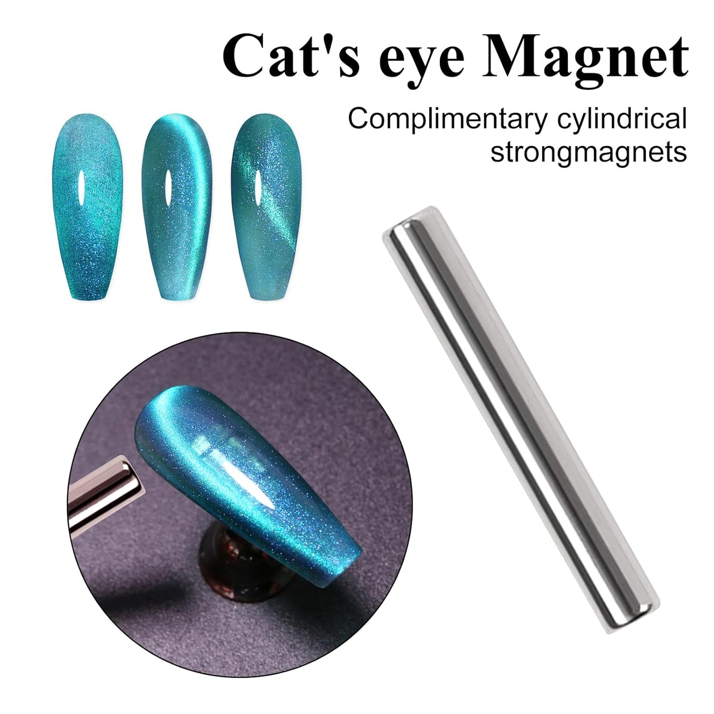 Imtiti Aurora Cat Eye Gel Nail Polish, 15ml Galaxy Cyan Blue Holographic Glitter Cat Eyes Magnetic UV Soak Off Gel Nail Polish with Magnet Set