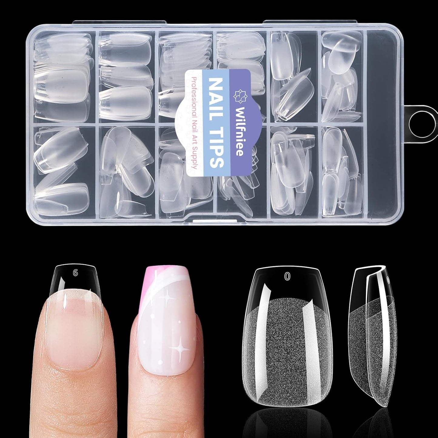 Short Coffin Nail Tips: 240PCS Pre-shaped Clear Gel Nail Tips Coffin Short, 12Sizes Acrylic Full Cover Fake Press on Nails for Nail Extension DIY Salon