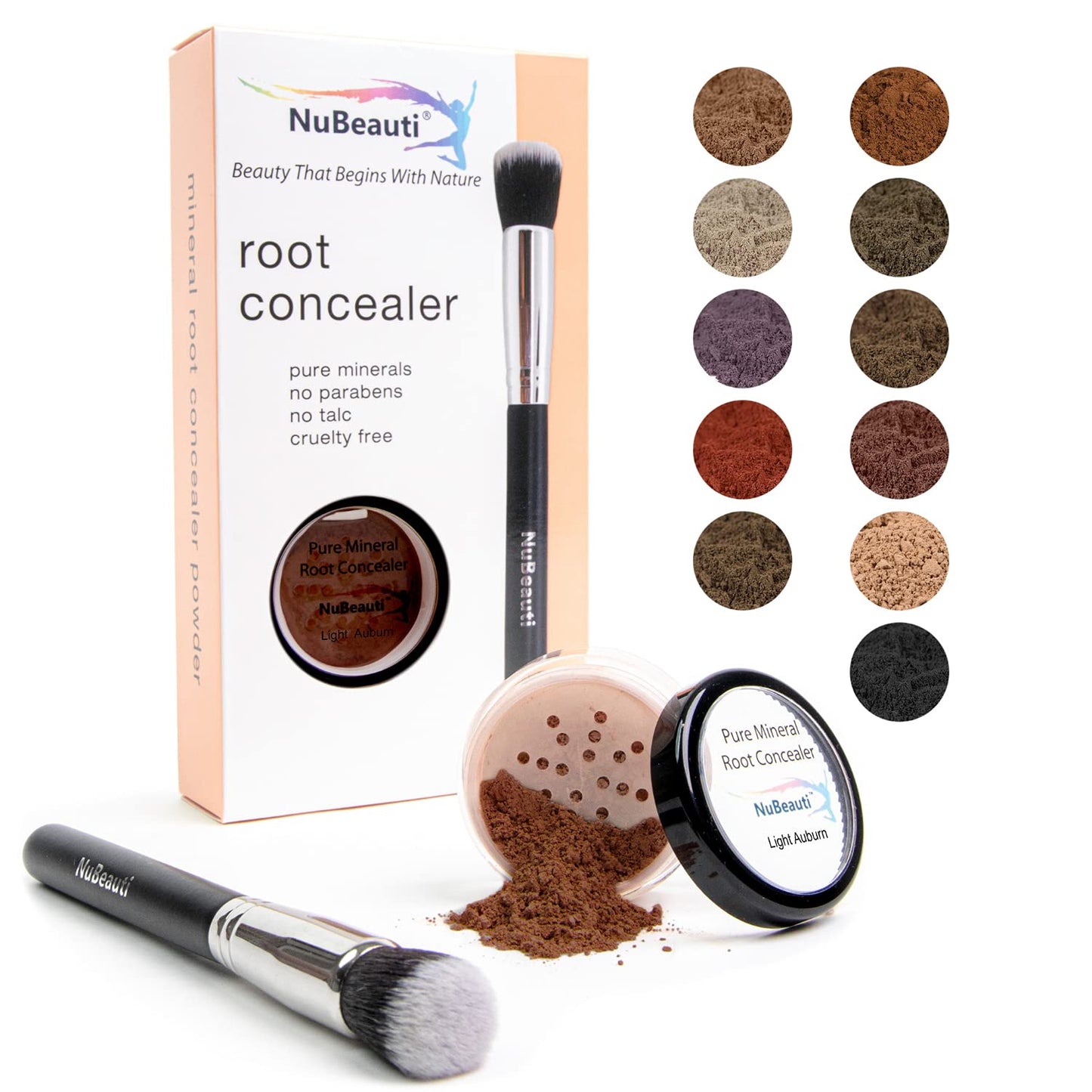 Hair Root Touch Up Powder - Light Auburn - 11 True-to-Nature Root Concealer Shades - Long-lasting, Fragrance Free, Talc & Paraben Free - With Brush
