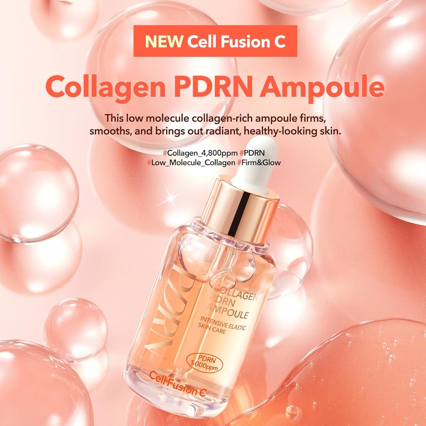 Cell Fusion C Collagen PDRN Ampoule, Salmon DNA PDRN Face Serum for Glow, Collagen, Niacinamide, Hydrating & Firming, Uneven Skin Tone, 1.18 fl.oz. / 35ml