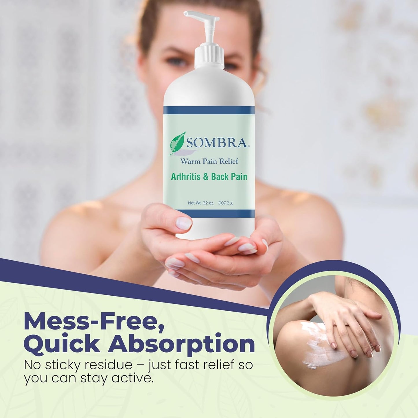 Sombra Warm Pain Relief Gel, Warm Relief for Arthritis and Chronic Pain Pre-Workout Muscle Rub Vegan Formula Free of Artificial Fragrances, Dyes, NSAIDs, Wax, Petroleum, Alcohol, 32oz Pump