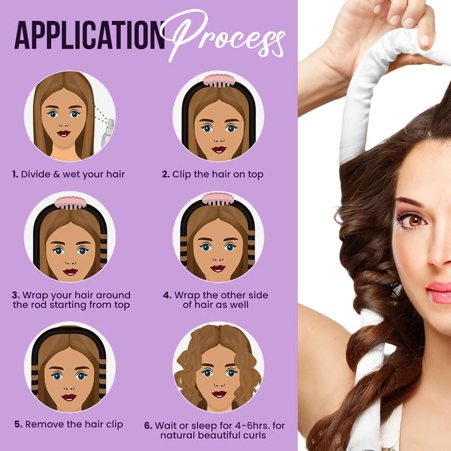 Heatless Hair Curler, Satin Hair Rollers for Heat less Curls Overnight, Premium Satin for No Heat Curls, Overnight Heatless Curling Rod to Sleep In, Silky Curlers with Clip and Scrunchies