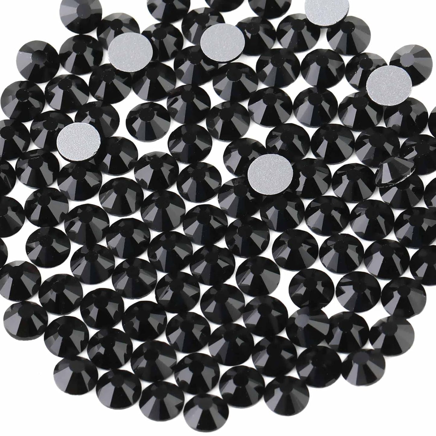 Beadsland 144 Pieces Flat Back Crystal Rhinestones Round Gems for Nail Art and Craft Glue Fix,Black,SS40,8.4-8.7mm