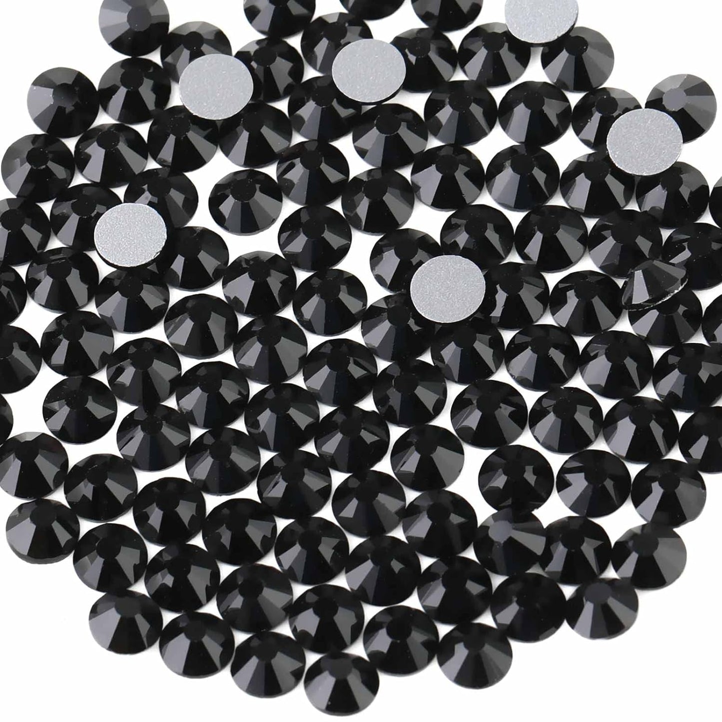 Beadsland 2880pcs Flat Back Crystal Rhinestones Round Gems for Nail Art and Craft Glue Fix,Black,SS4,1.5-1.7mm