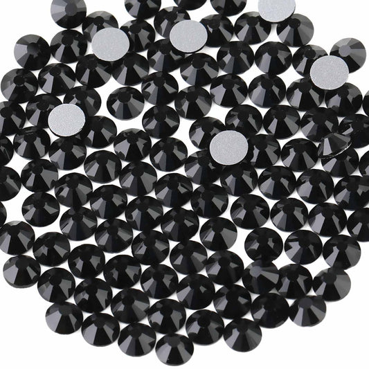 Beadsland 2880pcs Flat Back Crystal Rhinestones Round Gems for Nail Art and Craft Glue Fix,Black,SS4,1.5-1.7mm