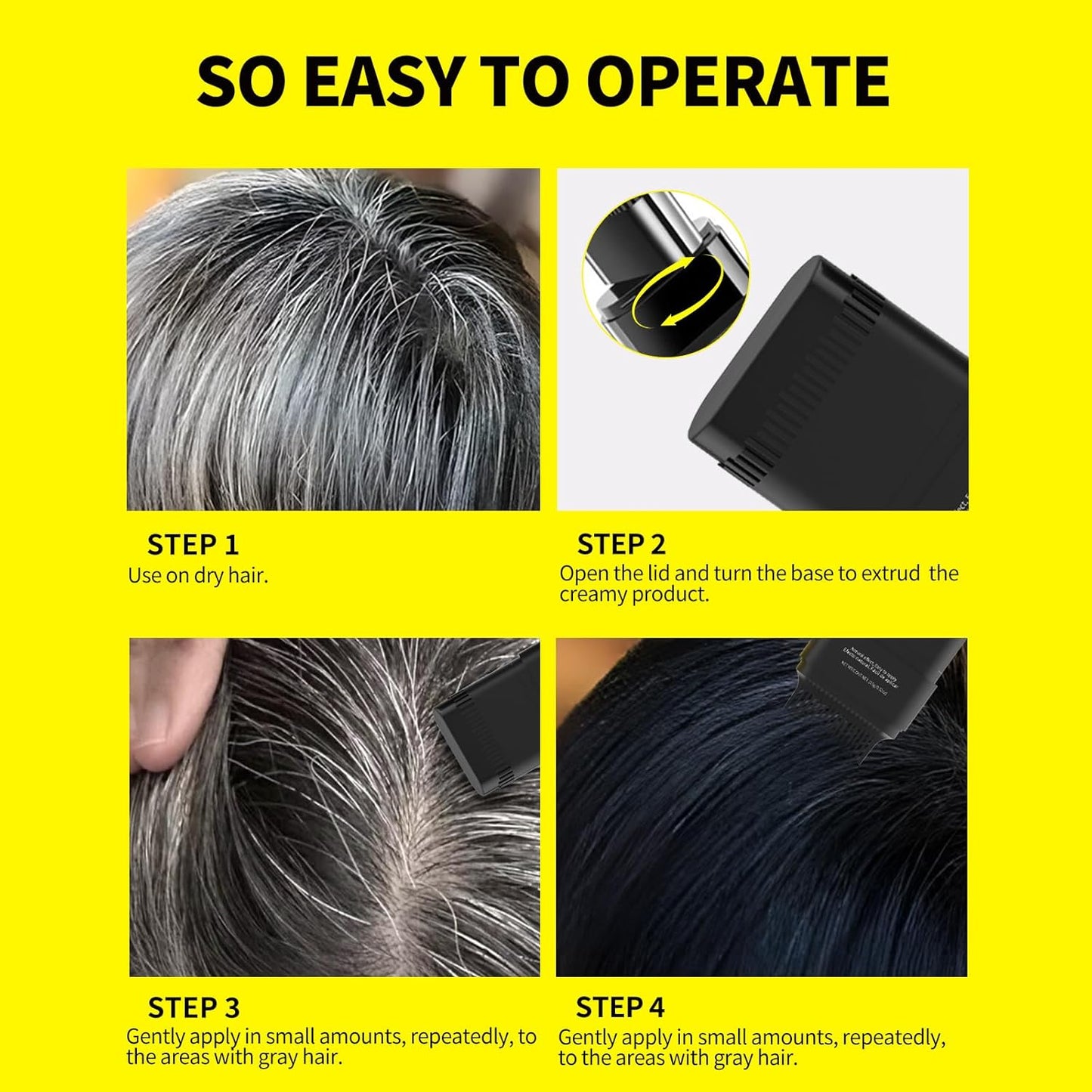 SEVICH Touch Up Comb 2 in 1 Korean, Instant Hair Root Touch-Up Stick | Dual-Sided Design For Natural Gray Coverage, Long-Lasting Moisturizing Formula With Plant Extracts,15g Black