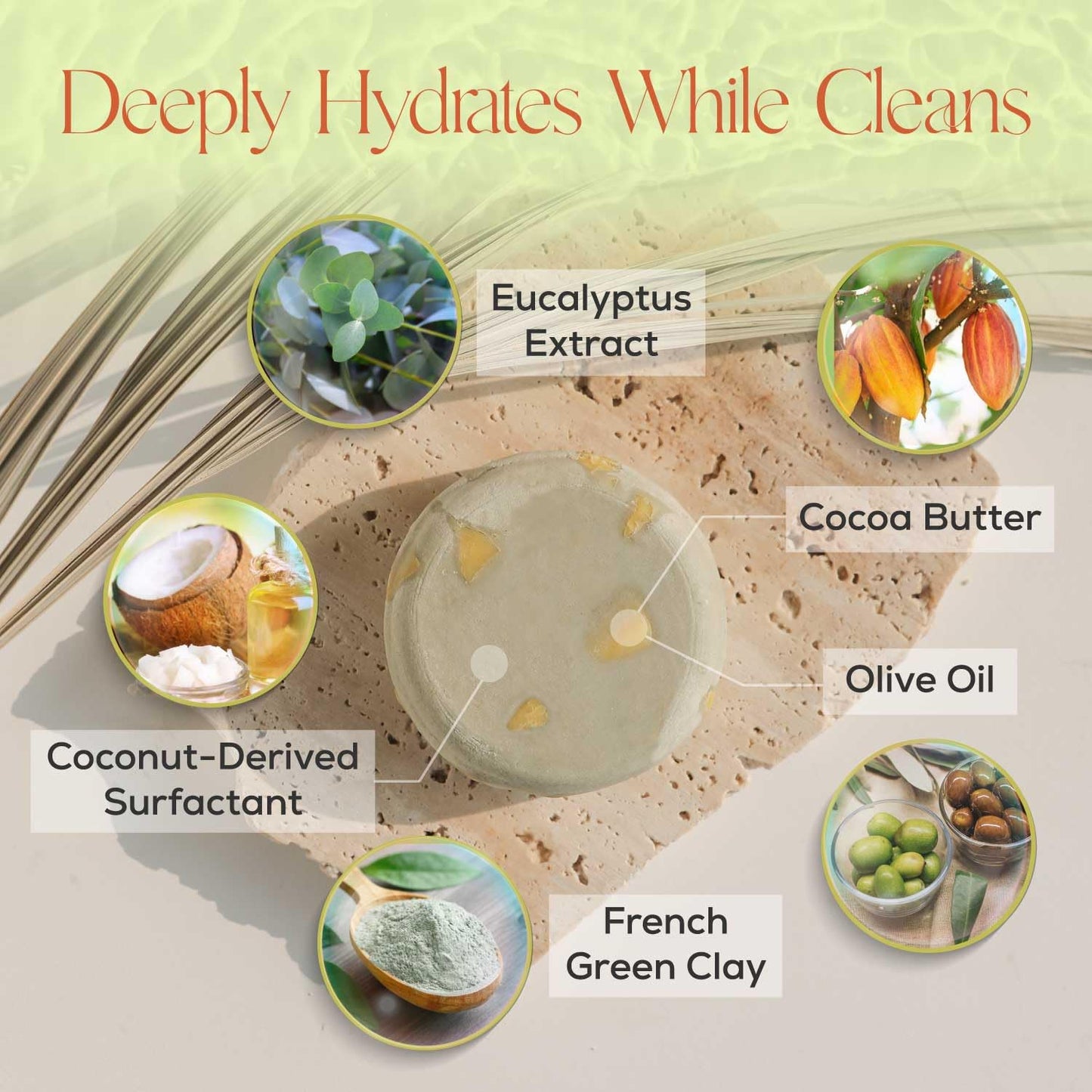 IIBESA Rice Water Shampoo Bar - Hair Growth & Thickening Improves Scalp Health - Japan Made Organic Ingredients - Solid Shampoo Bars For All Hair Types - Essential Oils - Eucalyptus