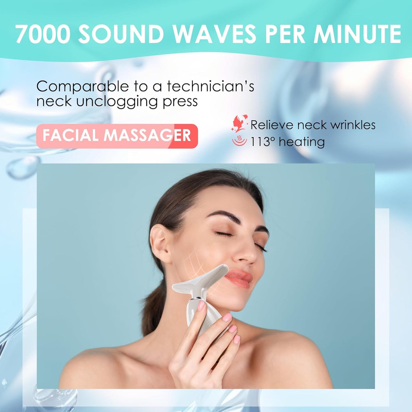 Facial Massager Red-Light-Therapy-for-Face and Neck, Face 𝖲 culpting Wand with 7 Color (Champagne)